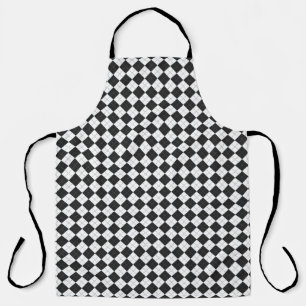 Tablier Jacquard plaid. Motif écossais en blanc et noir