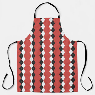 Tablier Jacquard plaid. Motif écossais en blanc, noir et