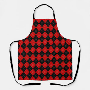 Tablier Jacquard preppy Tartan Diamond Plaid Rouge Noir