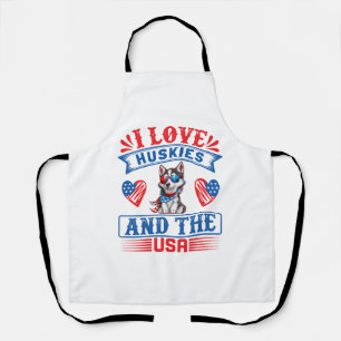 Tablier J'adore les Huskies sibériens et les États-Unis