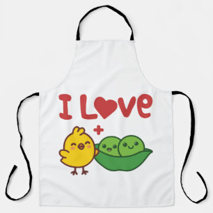 Tablier J'adore les pois chiches Houmous Kawaii