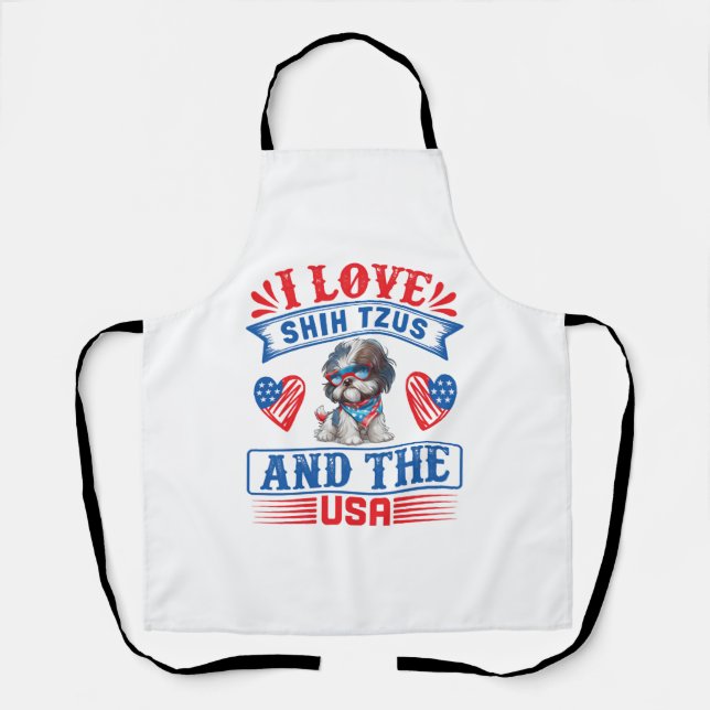 Tablier J'adore les Shih Tzus et les États-Unis (Recto)