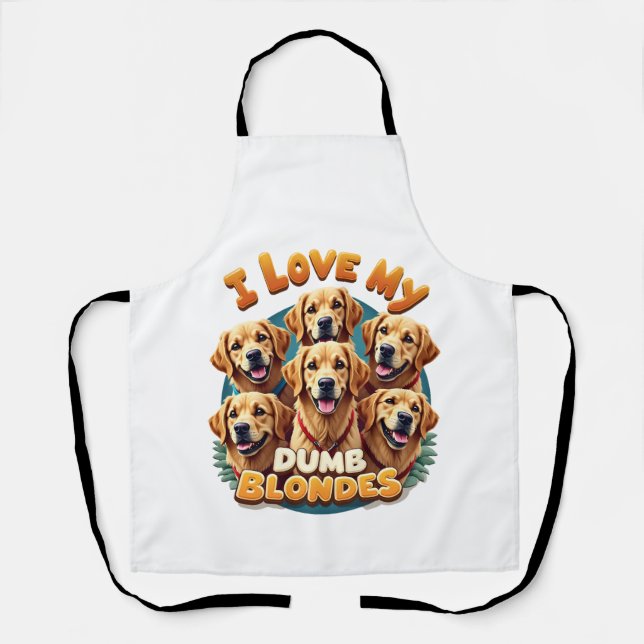 Tablier J'adore mes Golden Retrievers Blondes Idiotes Vint (Recto)