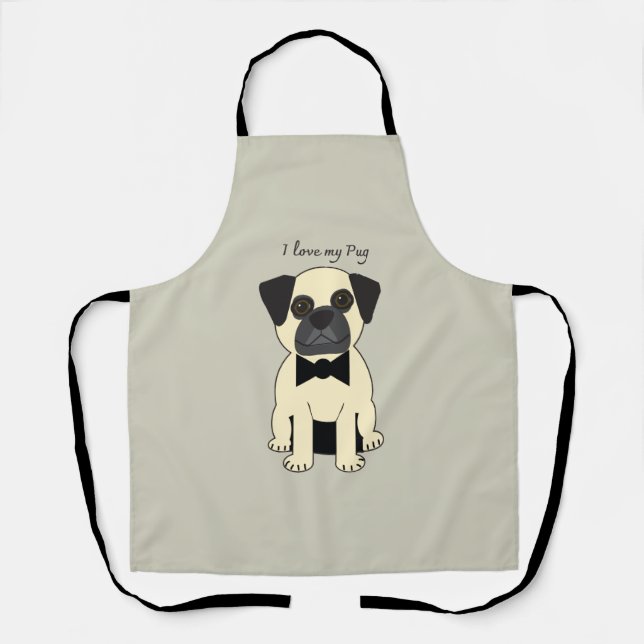 Tablier J'adore mon Pug (Recto)