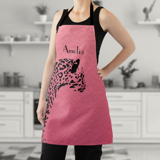 Tablier Jaguar noir et rose personnalisé (Créateur téléchargé)