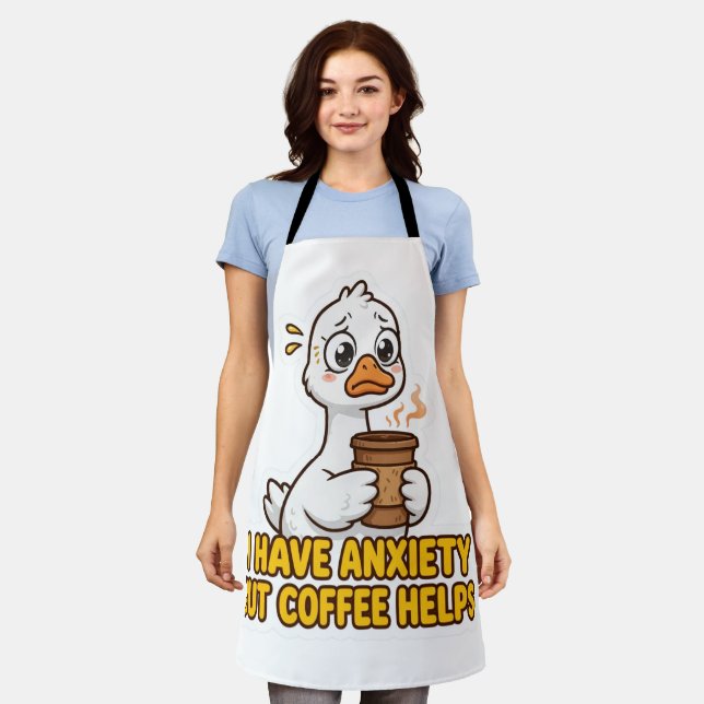 Tablier J'ai de l'anxiété mais le café aide drôle (Porté)
