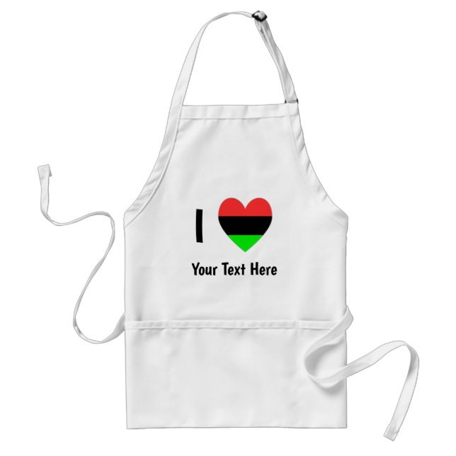 Tablier J'aime (Cœur de drapeau afro-américain) Votre Text (Devant)
