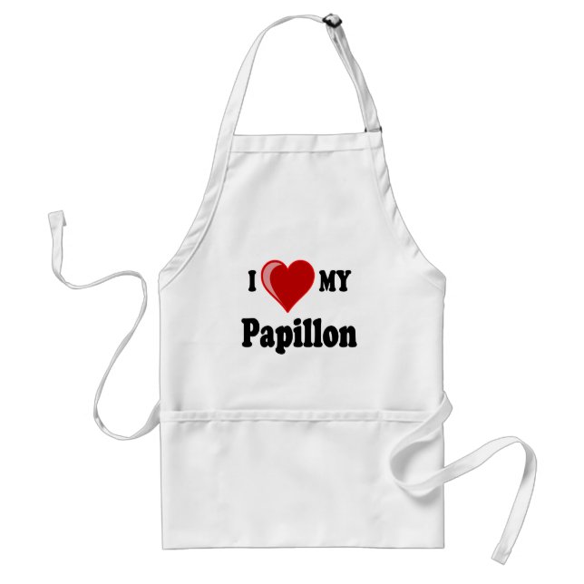 Tablier J'aime (coeur) mon chien de Papillon (Devant)