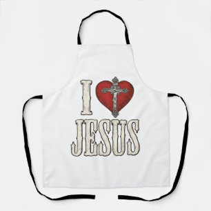 Tablier J'aime Jésus Gravure Vintage Design de Chemise de