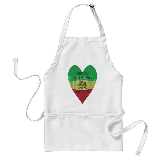 Tablier J'aime le drapeau - Amour Ethiopie | Rouge Or Vert (Devant)
