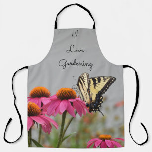 Tablier J'aime le jardinage - floral et papillon