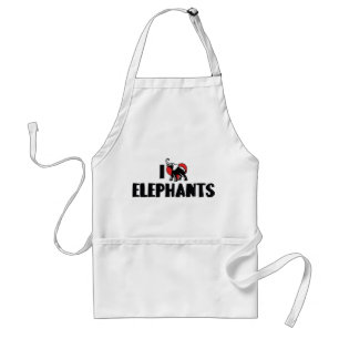 Tablier J'aime les éléphants à cœur - Amoureux d'éléphants