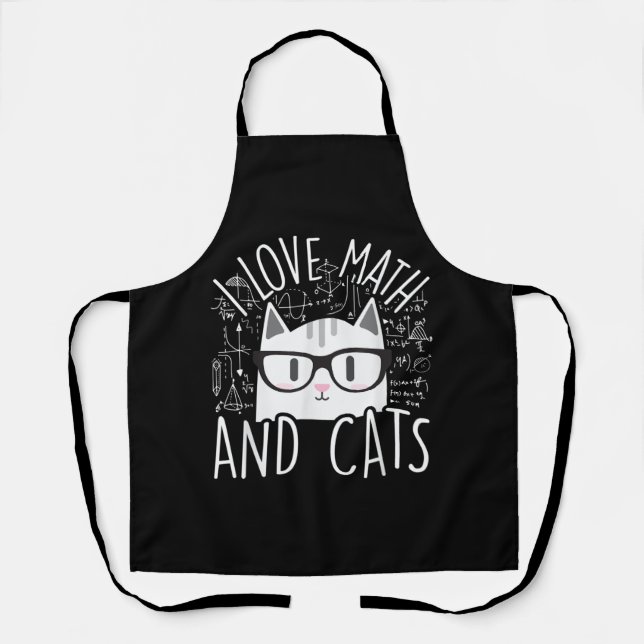 Tablier J'Aime Les Maths Et Les Chats Cute Kitty Chat (Recto)