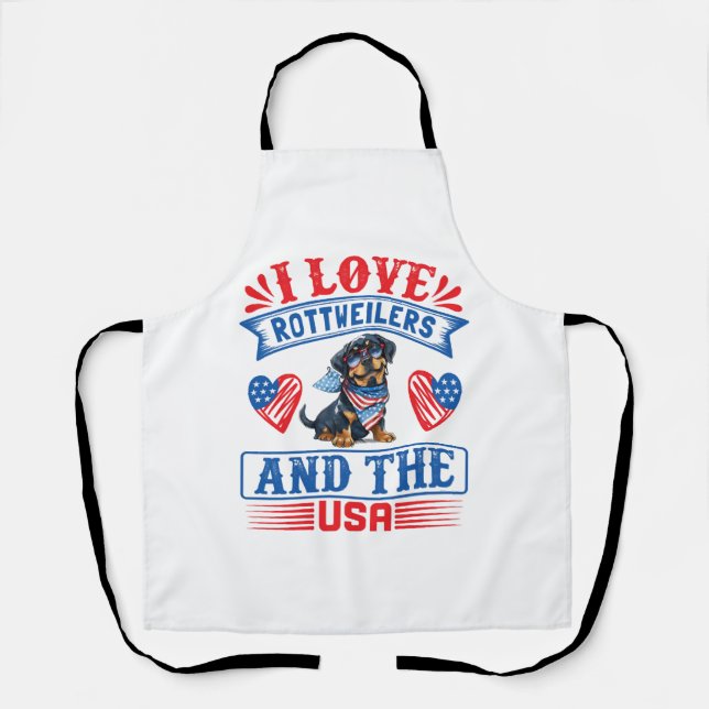 Tablier J'aime les Rottweilers et les États-Unis (Recto)