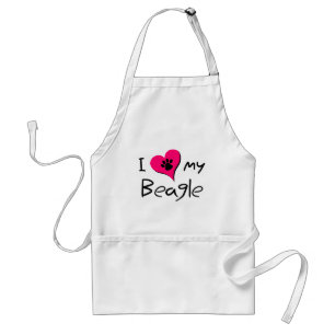 Tablier J'aime mon Beagle mignon Empreinte de patte sur le