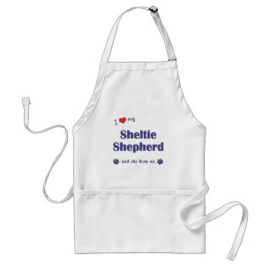 Tablier J'aime mon berger de Sheltie (le chien femelle)