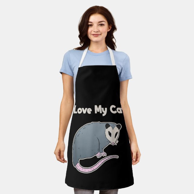 Tablier J'aime mon chat drôle opossum (Porté)