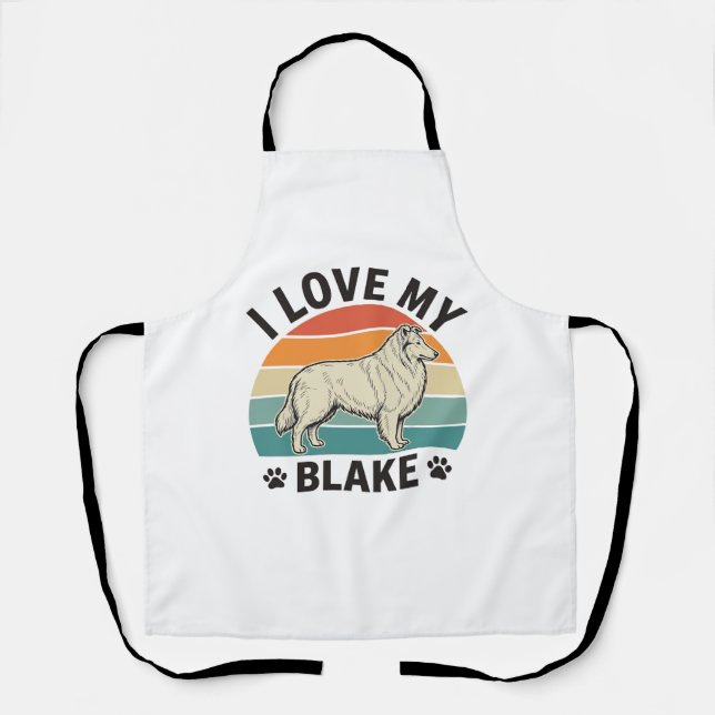 Tablier J'aime mon chien Blake rétro gravure design_1 (Recto)