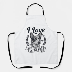 Tablier J'aime mon chien de troupeau gravure vintage Desig