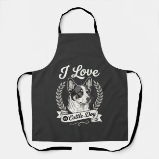 Tablier J'aime mon chien de troupeau vintage amateur de ch