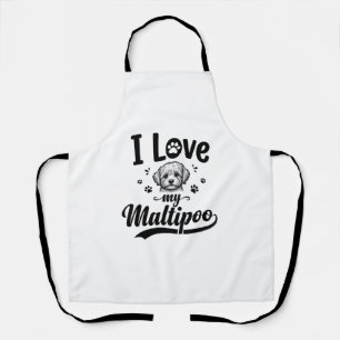 Tablier J'aime mon design de chien vintage gravure Maltipo