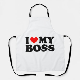 Tablier J'Aime Mon Patron Funny Red Heart Boss Je Coeur Me