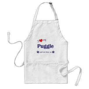 Tablier J'aime mon Puggle (le chien femelle)