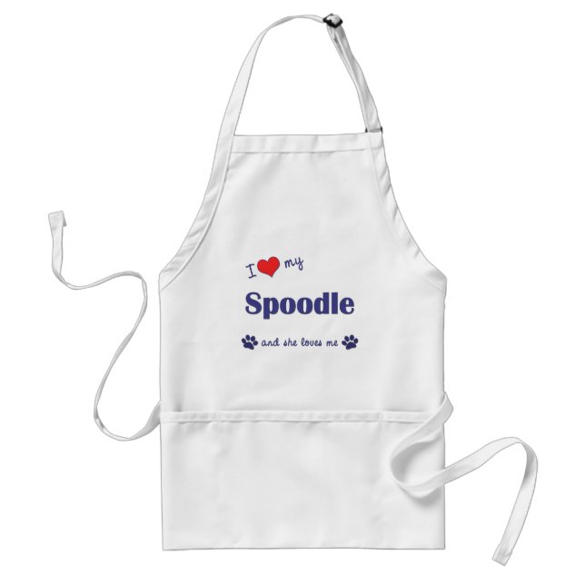 Tablier J'aime mon Spoodle (le chien femelle) (Devant)