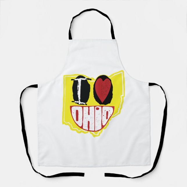 Tablier J'Aime Ohio Sourire Un Visage Heureux (Recto)