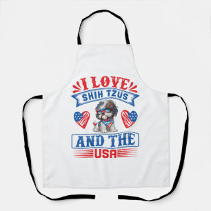 Tablier J'aime Shih Tzus et les USA