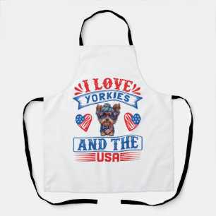 Tablier J'aime Yorkies et les USA 01