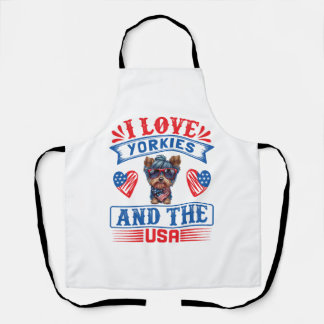 Tablier J'aime Yorkies et les USA 01