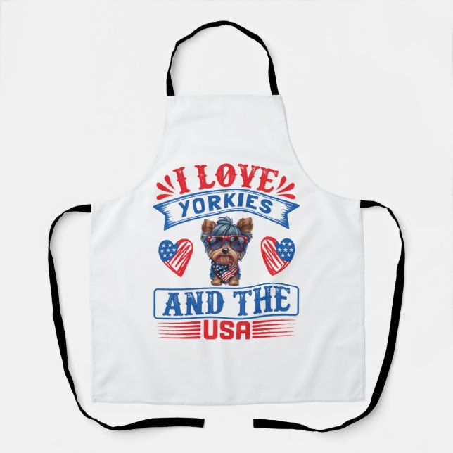 Tablier J'aime Yorkies et les USA 01 (Recto)