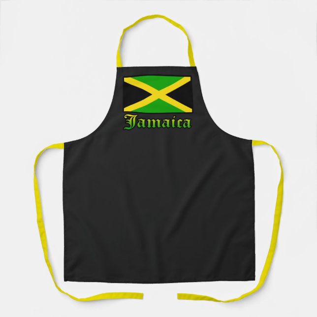 Tablier Jamaïque Drapeau noir vert jaune Jamaïcain (Recto)