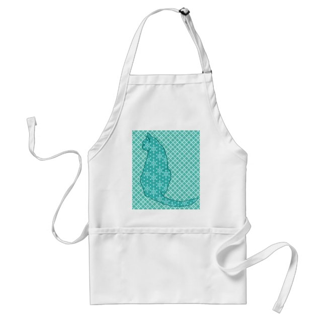Tablier Japanese Cat - Turquoise Kimono Print (Devant)