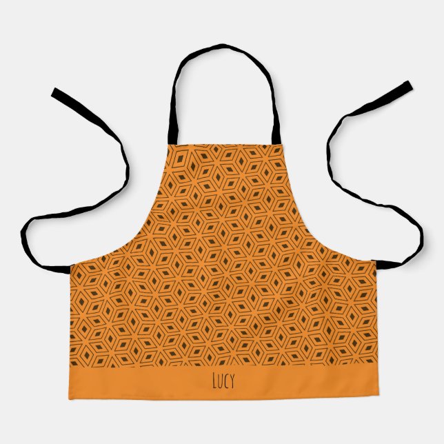 Tablier Japonais Jaune Noir minimaliste Motif (Recto)