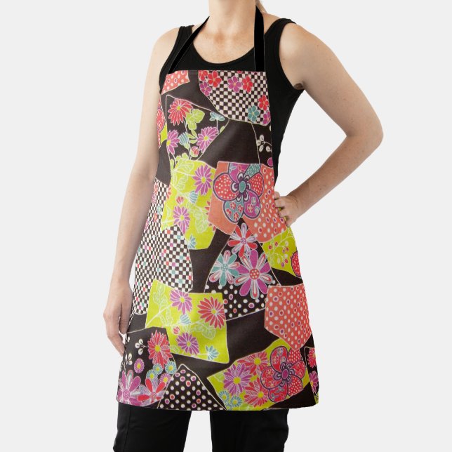 Tablier Japonais KIMONO Textile, motif floral (Insitu)