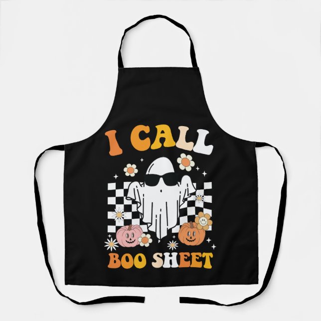 Tablier J'appelle Boo Sheet Halloween Rétro Fantôme (Recto)