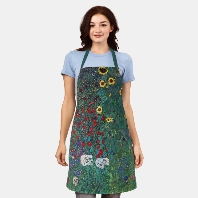 Tablier Jardin agricole avec tournesol par Klimt, Fleurs V (Porté)