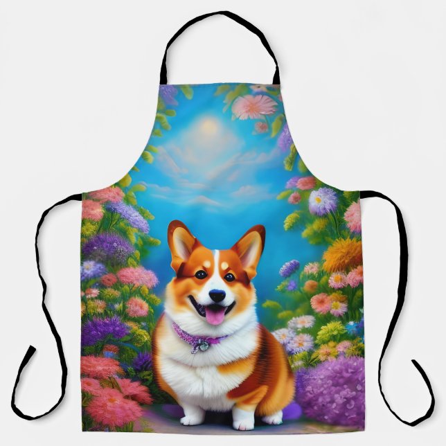Tablier Jardin clair de lune Corgi Chien (Recto)