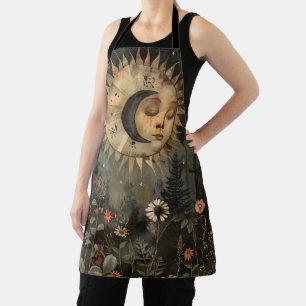 Tablier Jardin de fleurs sauvages Boho Céleste Soleil Lune