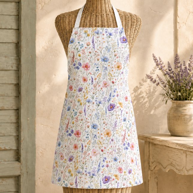 Tablier Jardin de fleurs sauvages pastel bohème (Créateur téléchargé)