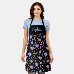 Tablier Jardin de jacinthe personnalisé Floral Noir
