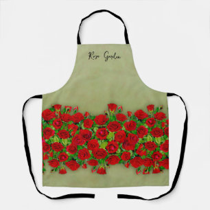 Tablier Jardin de roses rouges vibrant motif floral