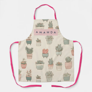 Tablier Jardin de succulentes pastel personnalisé minimali