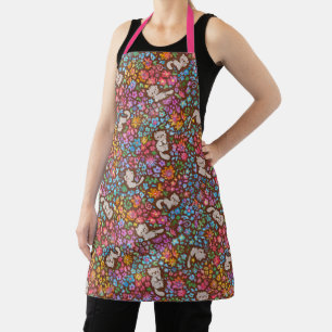 Tablier Jardin fantaisiste de Pebble gris chat et floral b