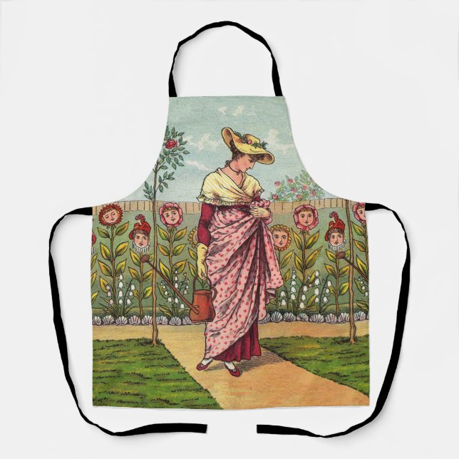 Tablier Jardin Fleurir Femme Art Antique (Recto)