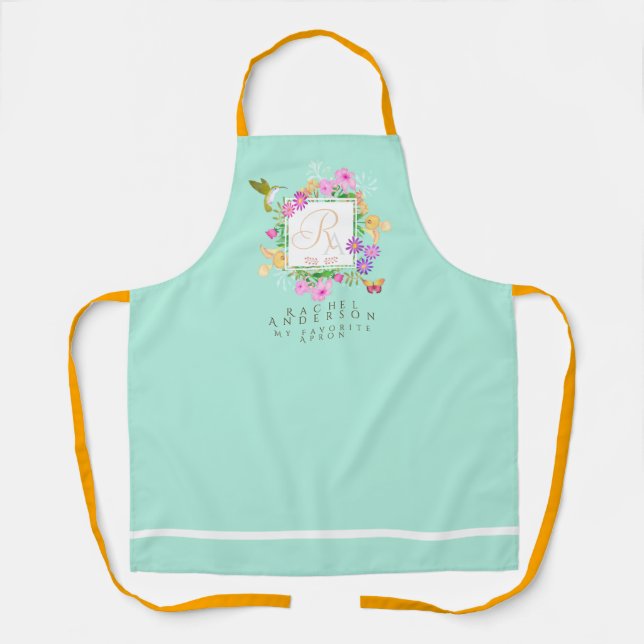 Tablier Jardin floral Aqua Monogramme (Recto)