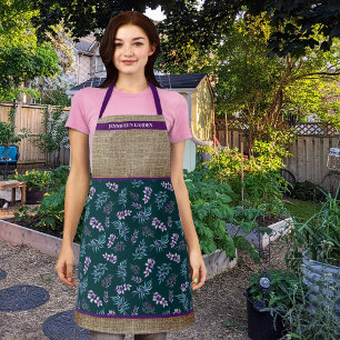 Tablier Jardin Floral Foncé Aquarelle Personnalisé