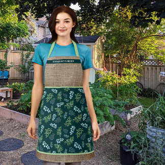 Tablier Jardin Floral Foncé Aquarelle Personnalisé